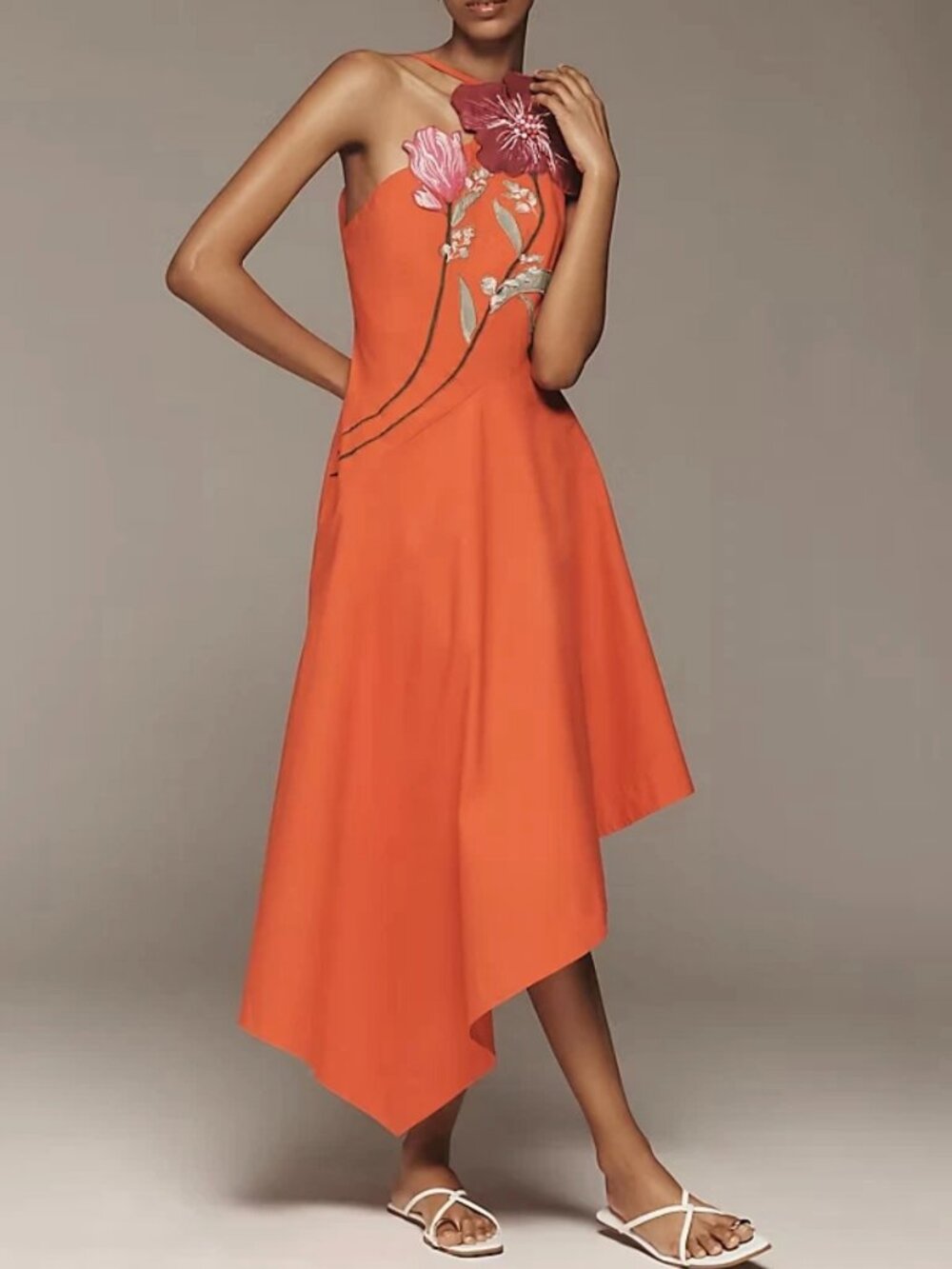 New Yukiko Noritake x Anthropologie Asymmetric Floral Midi Dress 6 NWT - Picture 5 of 8